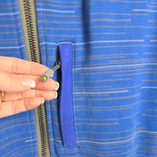 Lululemon Full Zip Fleece Lined Hoodie Blue Gray Striped XL