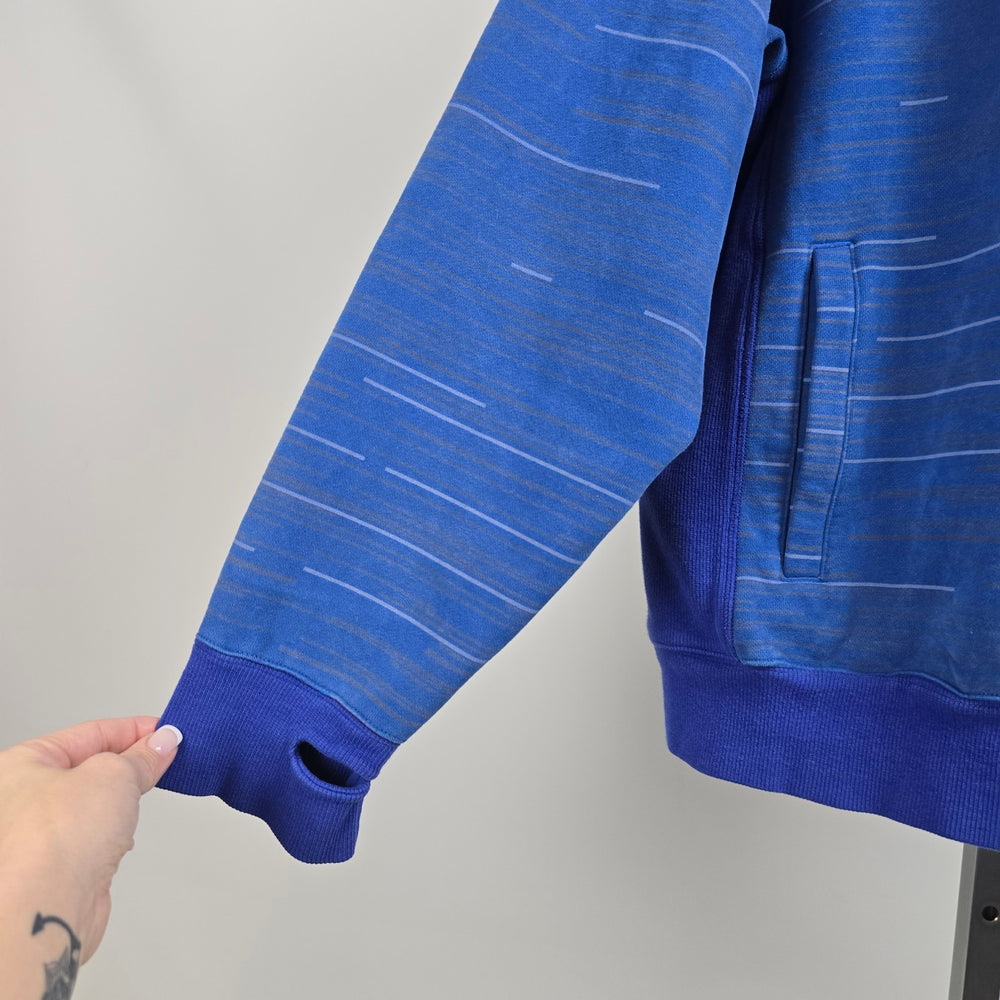 Lululemon Full Zip Fleece Lined Hoodie Blue Gray Striped XL