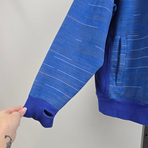 Lululemon Full Zip Fleece Lined Hoodie Blue Gray Striped XL