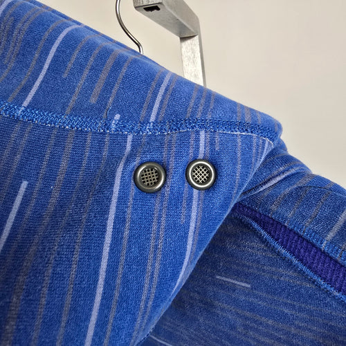 Lululemon Full Zip Fleece Lined Hoodie Blue Gray Striped XL