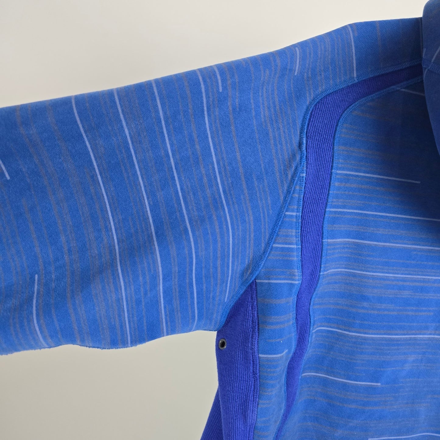 Lululemon Full Zip Fleece Lined Hoodie Blue Gray Striped XL