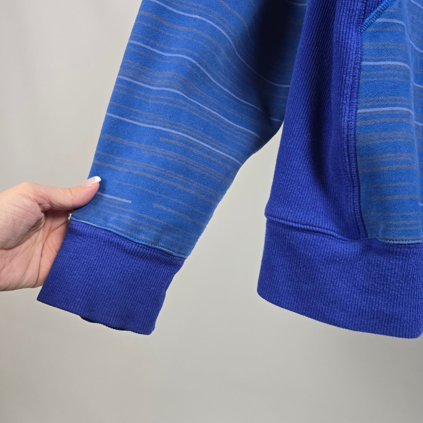 Lululemon Full Zip Fleece Lined Hoodie Blue Gray Striped XL