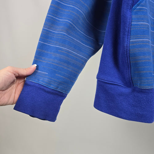 Lululemon Full Zip Fleece Lined Hoodie Blue Gray Striped XL