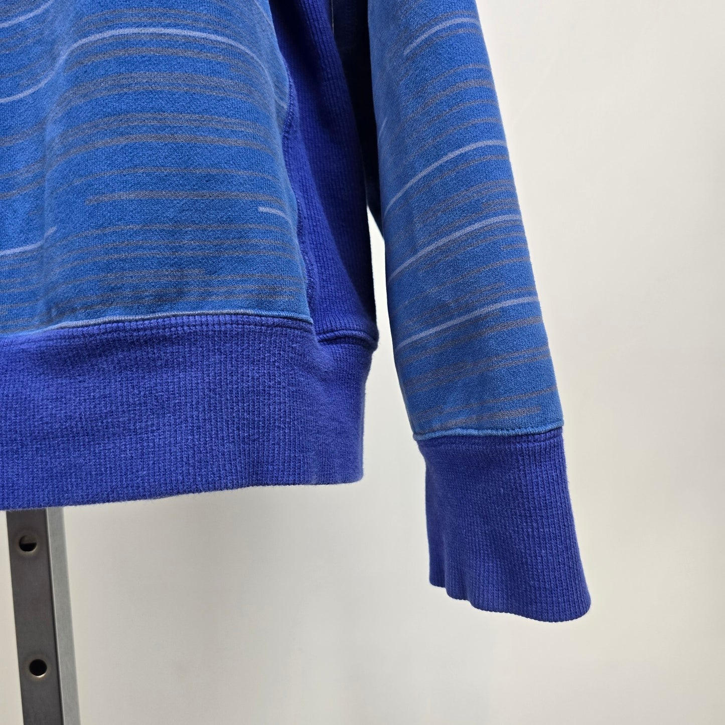 Lululemon Full Zip Fleece Lined Hoodie Blue Gray Striped XL
