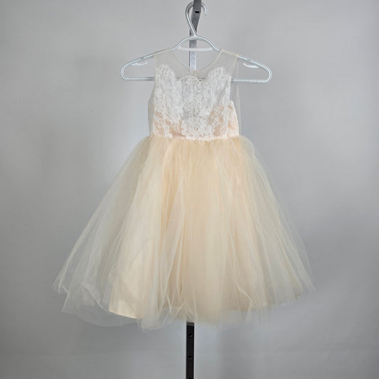 Miama Ivory Lace & Tulle Flower Girls Dress Size 5 Special Occasion