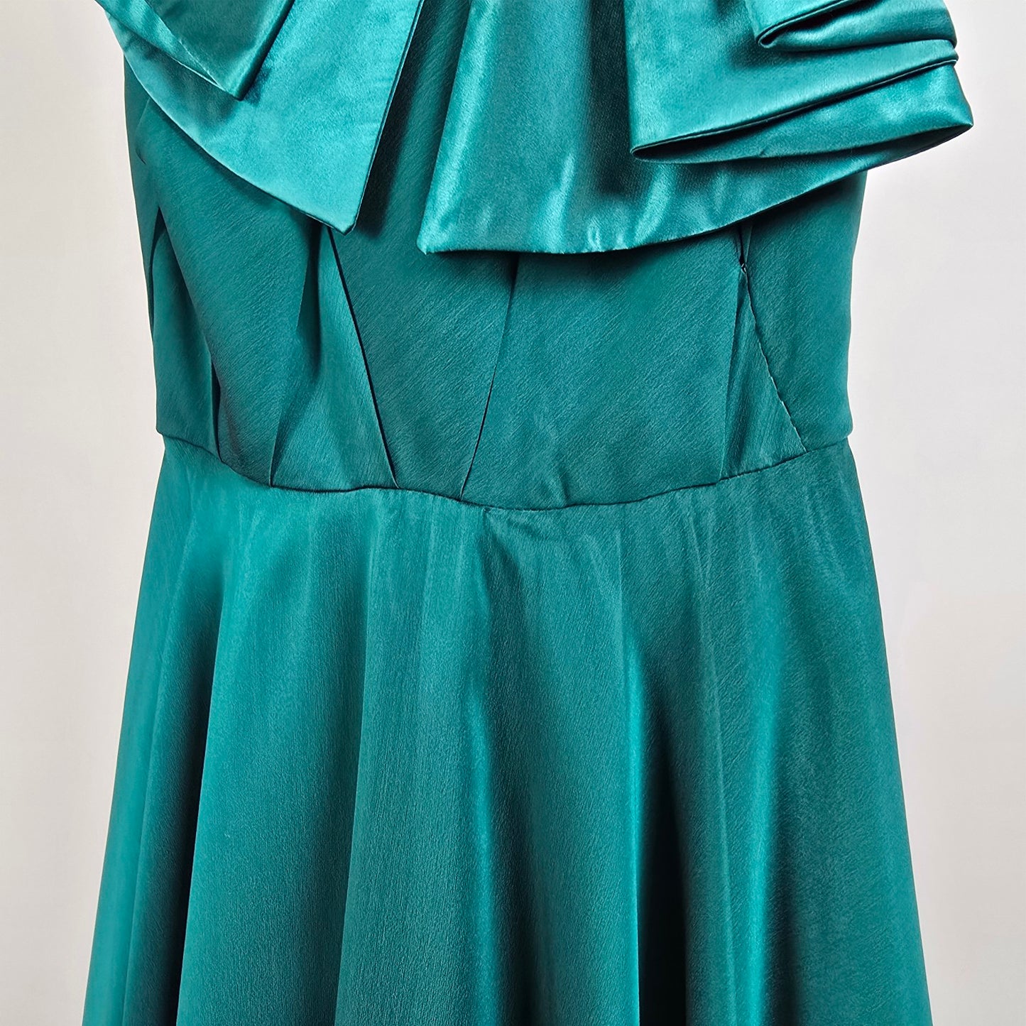 Vintage Teal Strapless Cocktail Event Dress With Oversized Bow Detail Size XS