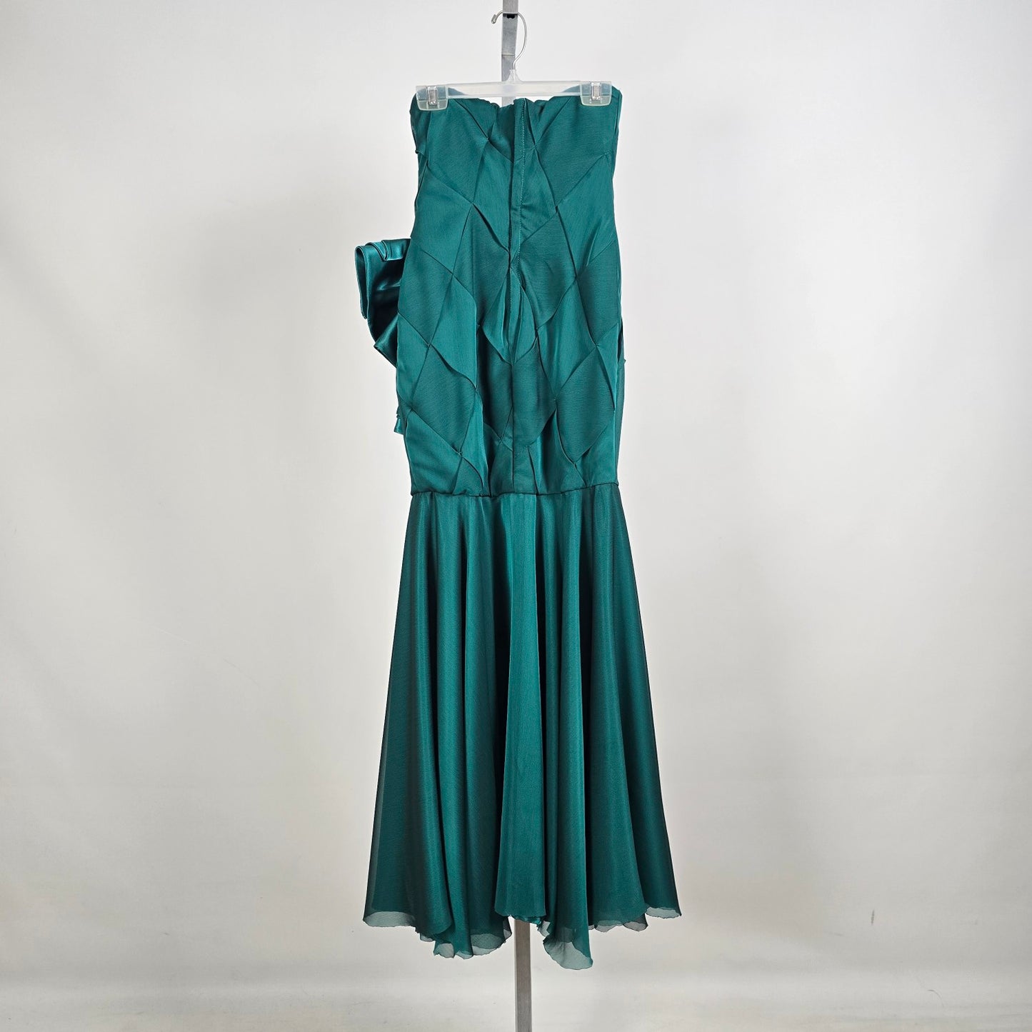 Vintage Teal Strapless Cocktail Event Dress With Oversized Bow Detail Size XS