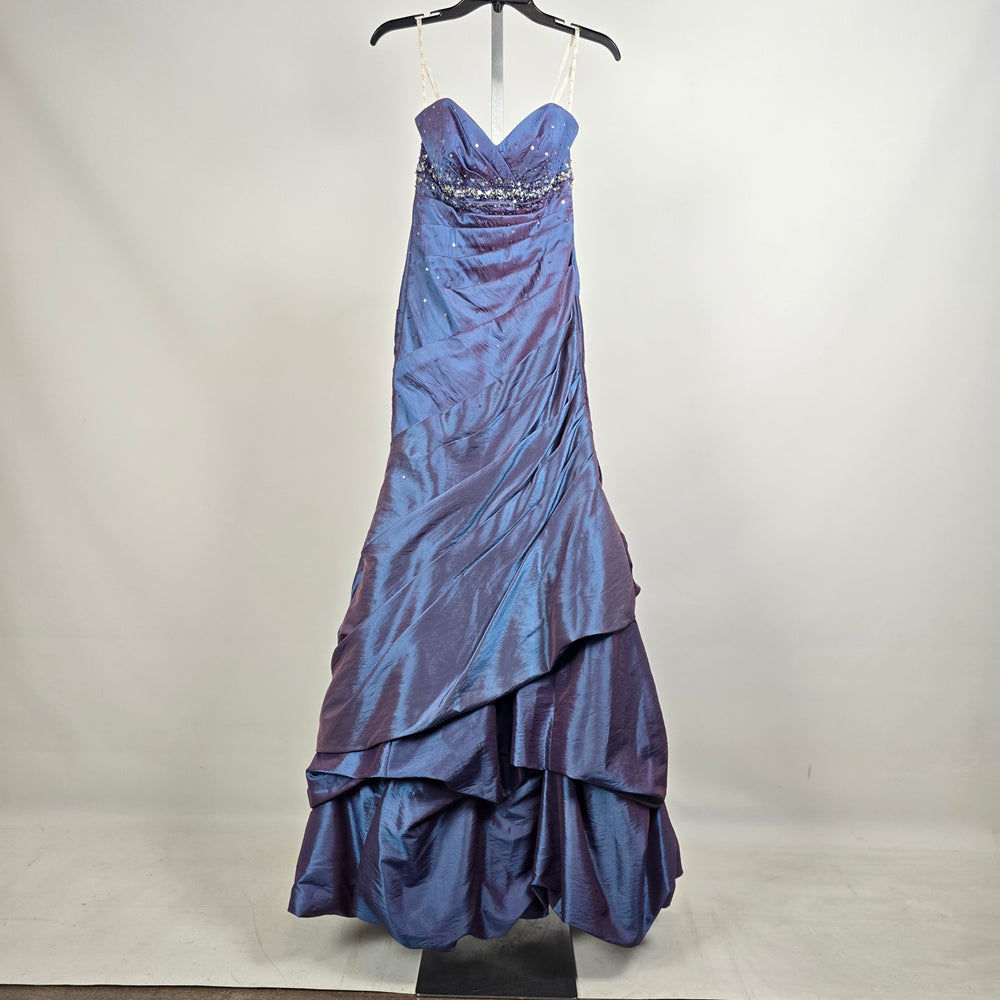 Lafée Jasmine Blue Purple Iridescent Beaded Formal Dress Grad Gown Size 0