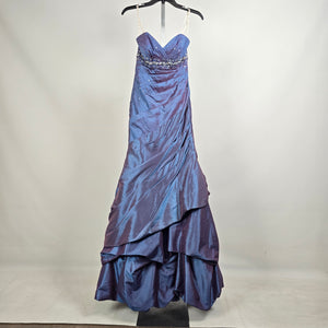Lafée Jasmine Blue Purple Iridescent Beaded Formal Dress Grad Gown Size 0