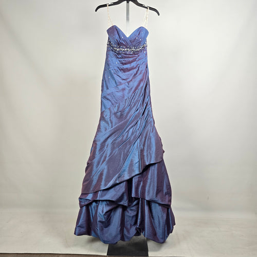 Lafée Jasmine Blue Purple Iridescent Beaded Formal Dress Grad Gown Size 0