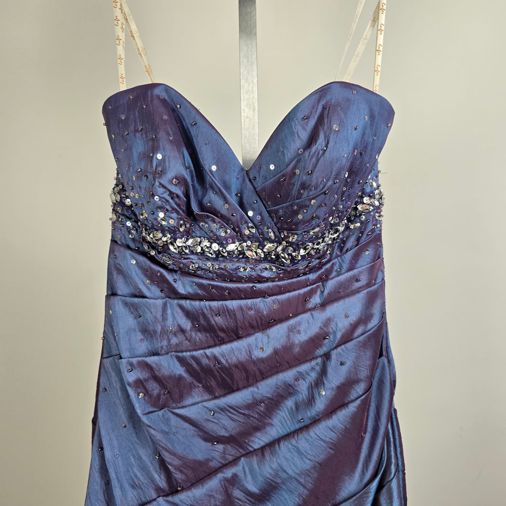 Lafée Jasmine Blue Purple Iridescent Beaded Formal Dress Grad Gown Size 0