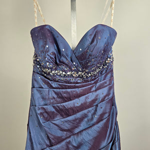Lafée Jasmine Blue Purple Iridescent Beaded Formal Dress Grad Gown Size 0
