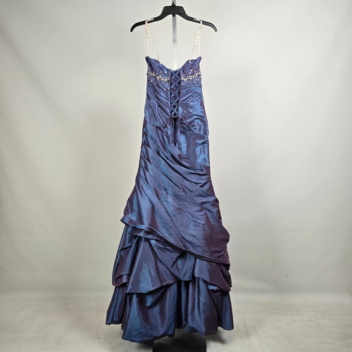 Lafée Jasmine Blue Purple Iridescent Beaded Formal Dress Grad Gown Size 0