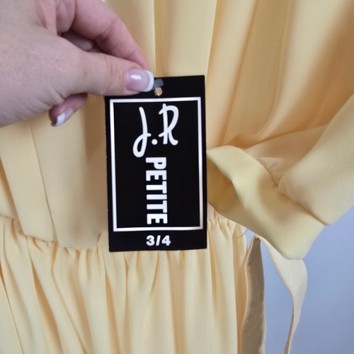 Vintage Joseph Ribkoff Yellow Chiffon Belted Dress Size 3