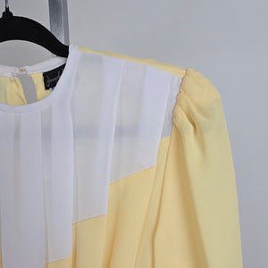 Vintage Joseph Ribkoff Yellow Chiffon Belted Dress Size 3