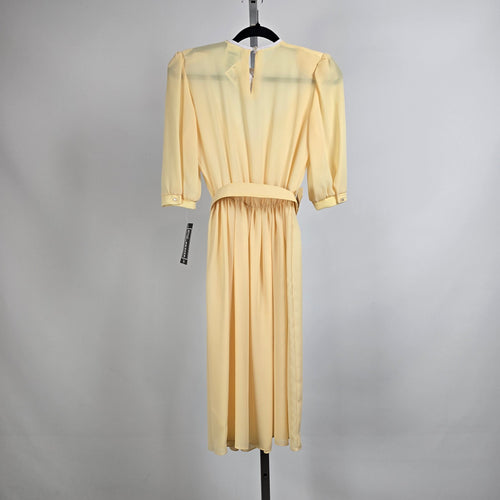 Vintage Joseph Ribkoff Yellow Chiffon Belted Dress Size 3
