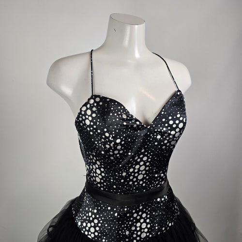 Jora Collection Black White Polka Dot Tulle Party Dress XS