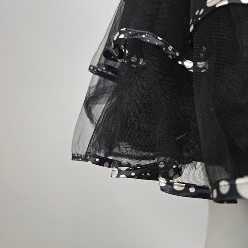 Jora Collection Black White Polka Dot Tulle Party Dress XS