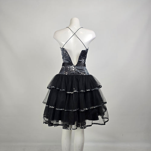 Jora Collection Black White Polka Dot Tulle Party Dress XS