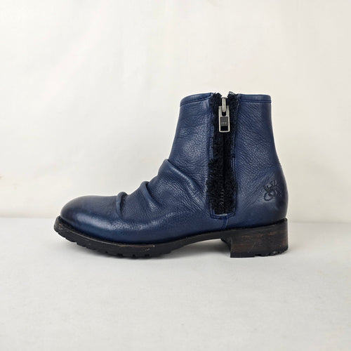 John Fluevog Malcolm 2.0 Blue Leather Ankle Boots Size 11