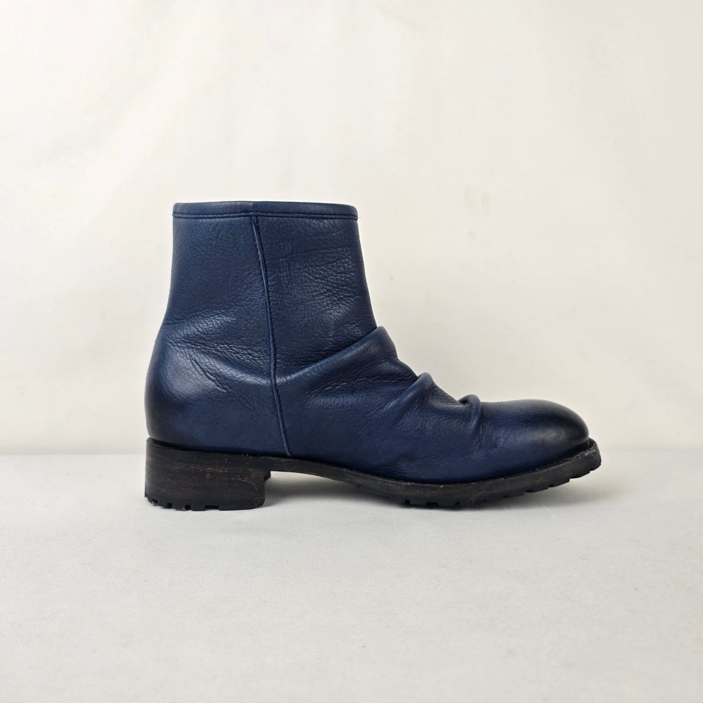 John Fluevog Malcolm 2.0 Blue Leather Ankle Boots Size 11