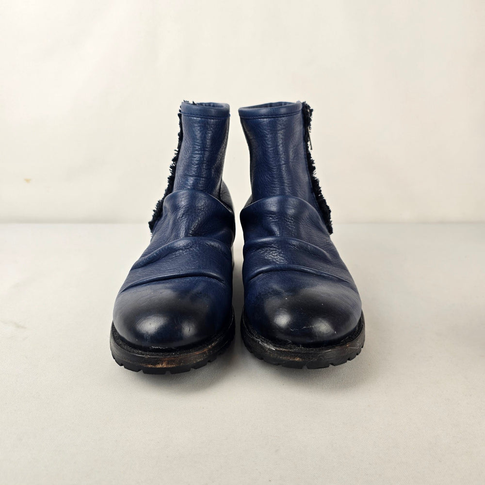John Fluevog Malcolm 2.0 Blue Leather Ankle Boots Size 11