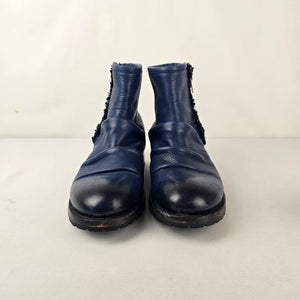 John Fluevog Malcolm 2.0 Blue Leather Ankle Boots Size 11