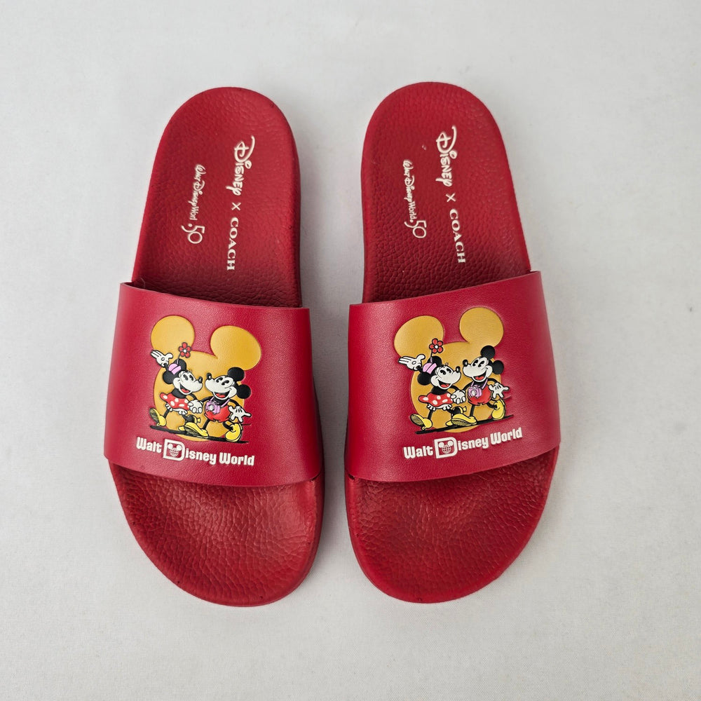 Coach x Disney Walt Disney World Red Slide Sandals Mickey Minnie Size 9