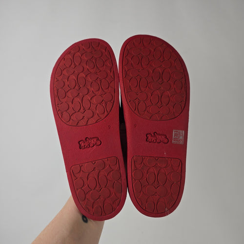 Coach x Disney Walt Disney World Red Slide Sandals Mickey Minnie Size 9