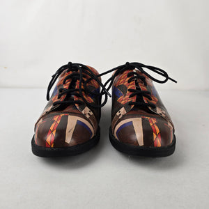 Icon Colorful Geometric Leather Oxford Shoes Lace Up Flats Size 9.5