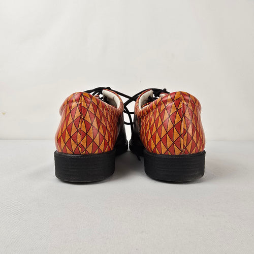 Icon Colorful Geometric Leather Oxford Shoes Lace Up Flats Size 9.5