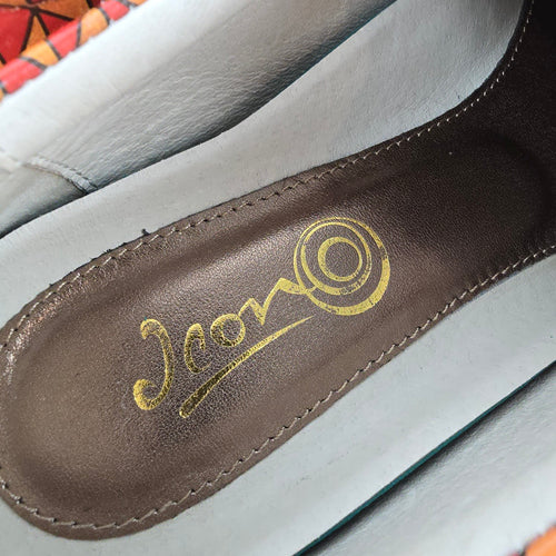 Icon Colorful Geometric Leather Oxford Shoes Lace Up Flats Size 9.5