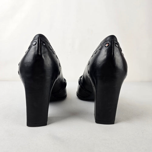 ECCO Black Leather Mary Jane Block Heel Pumps 39