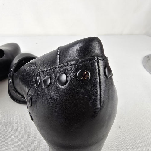ECCO Black Leather Mary Jane Block Heel Pumps 39
