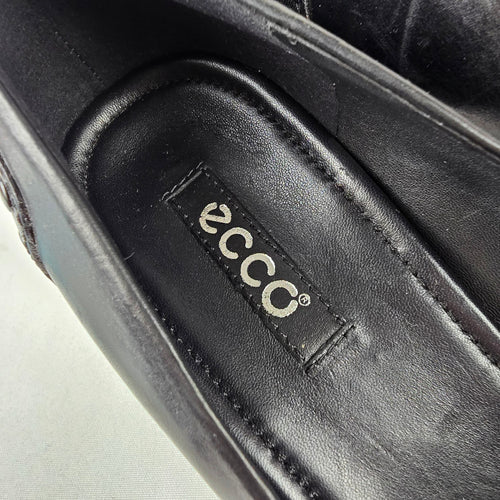 ECCO Black Leather Mary Jane Block Heel Pumps 39