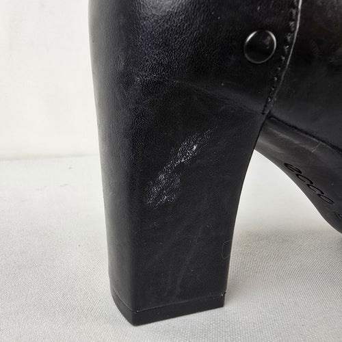 ECCO Black Leather Mary Jane Block Heel Pumps 39