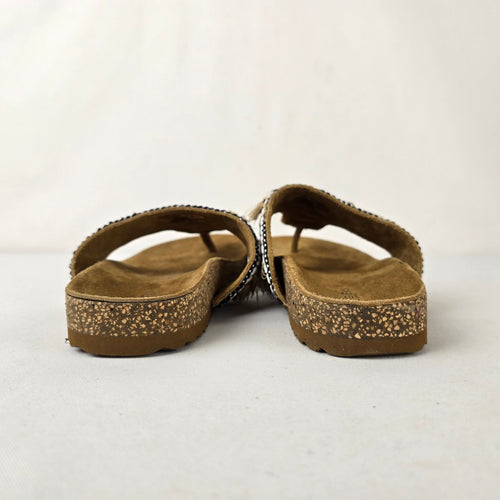 Torgeis Beaded Tassel Thong Sandals Cork Footbed Size 8