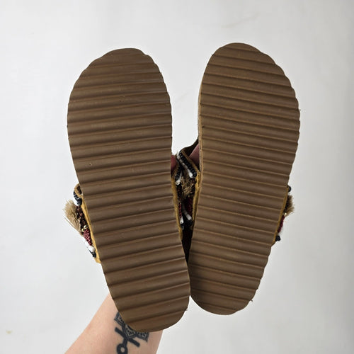 Torgeis Beaded Tassel Thong Sandals Cork Footbed Size 8