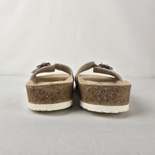 Mephisto Air-Relax White Leather Buckle Slide Sandals Size 7.5