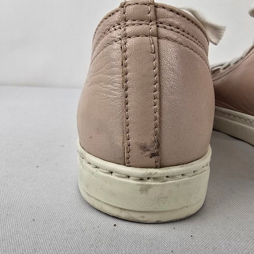 Boemos Italy Pink Leather Glitter Toe Cap Sneakers Size 6.5 Made in Italy