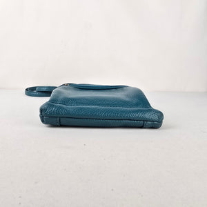 Teal Faux Leather Organizer Crossbody Bag Wallet Purse