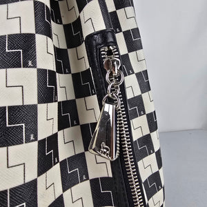 L.A.M.B. Black White Geometric Drawstring Shoulder Bag