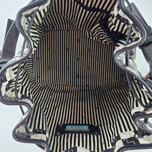 L.A.M.B. Black White Geometric Drawstring Shoulder Bag