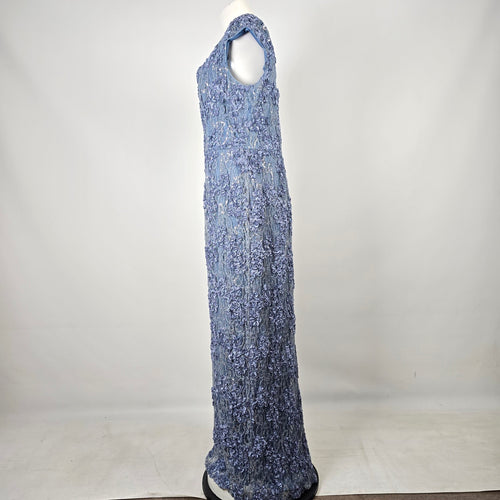 Oleg Cassini Blue Beaded Lace Mother of the Bride Evening Gown Size 16