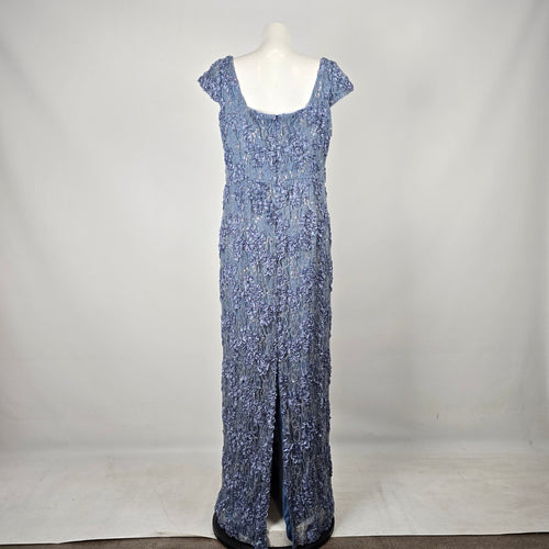 Oleg Cassini Blue Beaded Lace Mother of the Bride Evening Gown Size 16