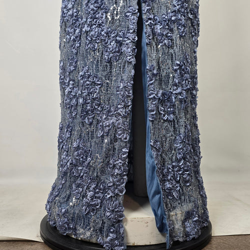 Oleg Cassini Blue Beaded Lace Mother of the Bride Evening Gown Size 16