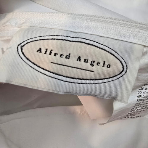 Alfred Angelo White Satin Wedding Dress with Beaded Bolero Jacket Size 8