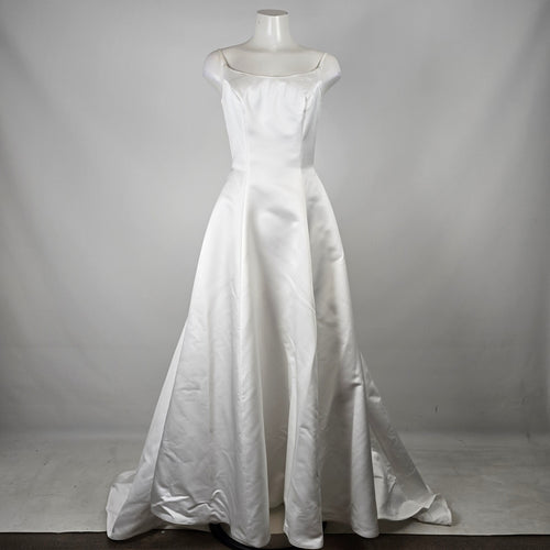 Alfred Angelo White Satin Wedding Dress with Beaded Bolero Jacket Size 8