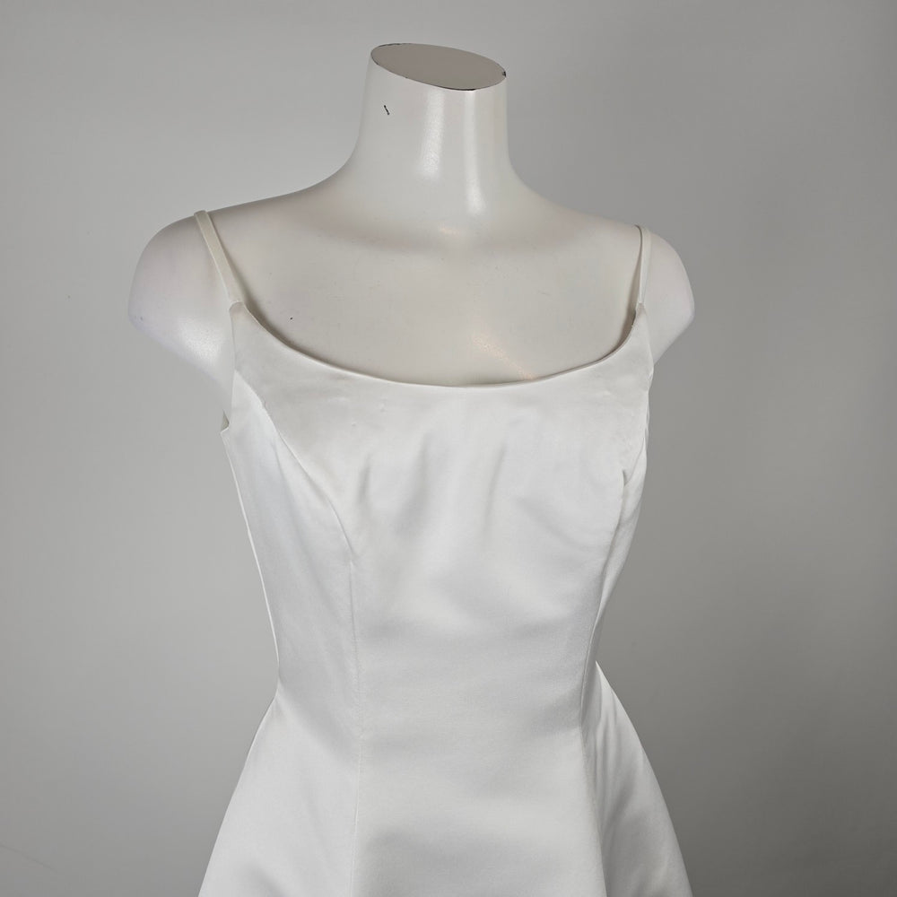 Alfred Angelo White Satin Wedding Dress with Beaded Bolero Jacket Size 8