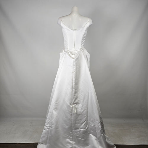 Alfred Angelo White Satin Wedding Dress with Beaded Bolero Jacket Size 8